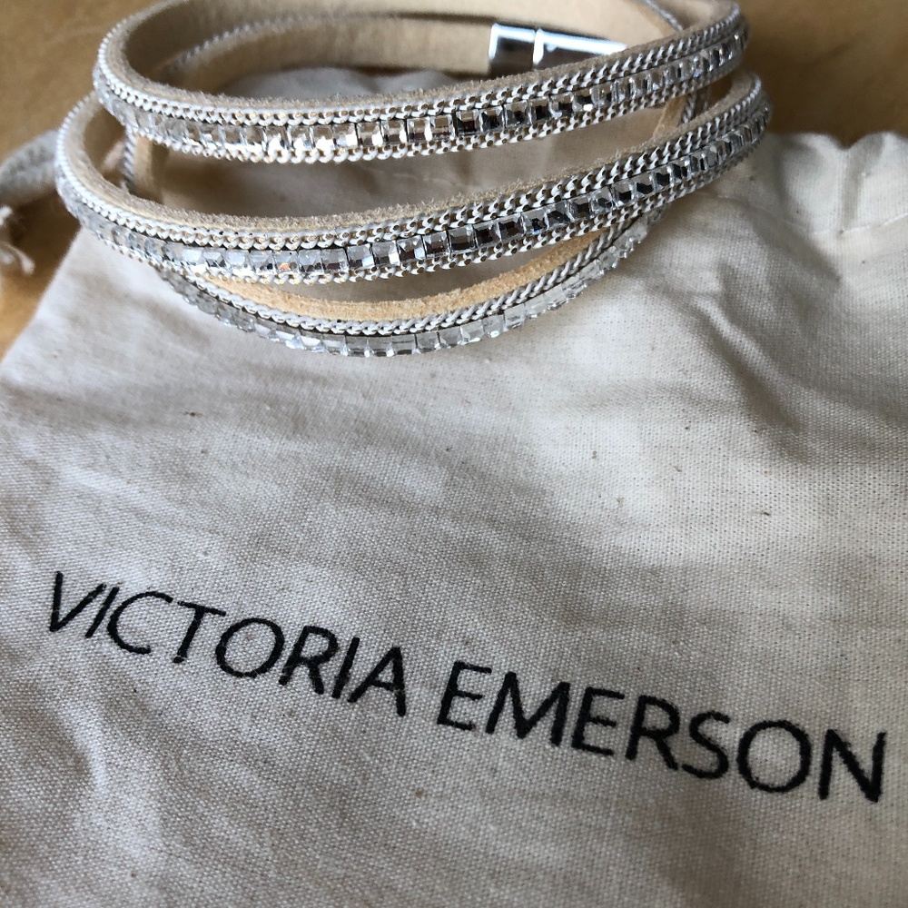 Victoria Emerson White leather wrap bracelet